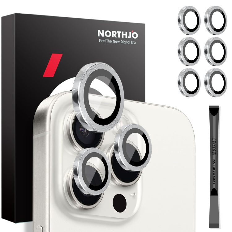 For iPhone 16 Pro / Pro Max NORTHJO 2 Sets 6pcs Camera Lens Protector Cover Metal Ring Film(Silver) - free shipping - PMC Jewellery - Order now!