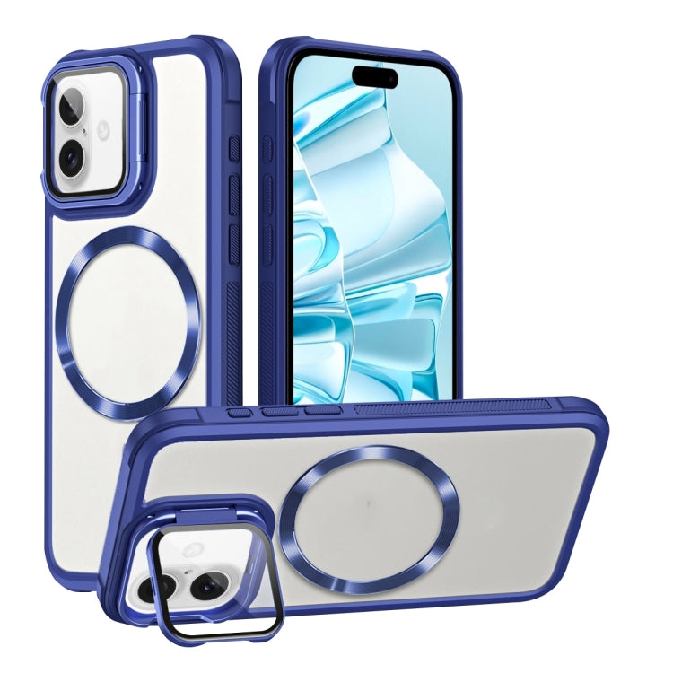 For iPhone 16 Magsafe CD-grain Acrylic Hybrid TPU Phone Case(Blue) - iPhone 16 Cases by PMC Jewellery | Online Shopping South Africa | PMC Jewellery | Buy Now Pay Later Mobicred