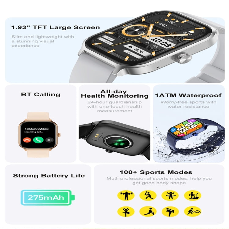 P85 1.93 inch Color Screen Smart Watch, Support Bluetooth Call / Health Monitoring(Gold) - Smart Watches by PMC TechLife | Online Shopping South Africa | PMC TechLife | Buy Now Pay Later Mobicred