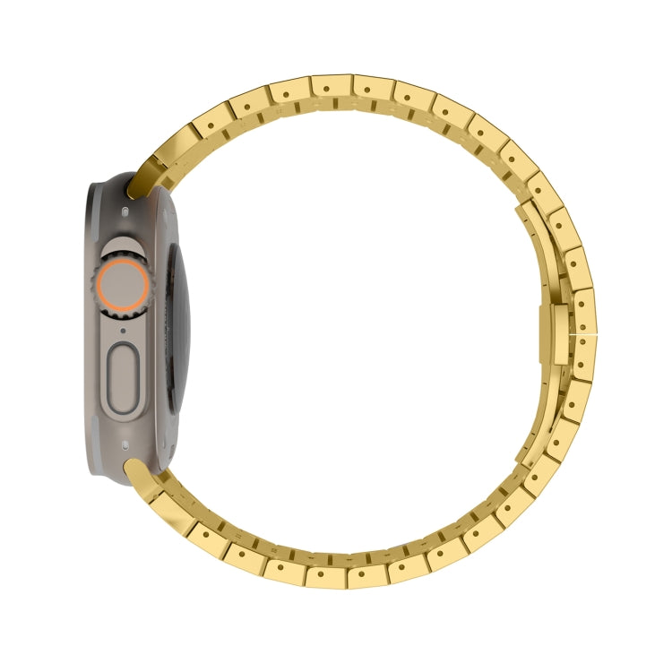 For Apple Watch Series 9 45mm One-bead Paint Alloy Butterfly Buckle Watch Band(Gold) - free shipping - PMC TechLife - Order now!