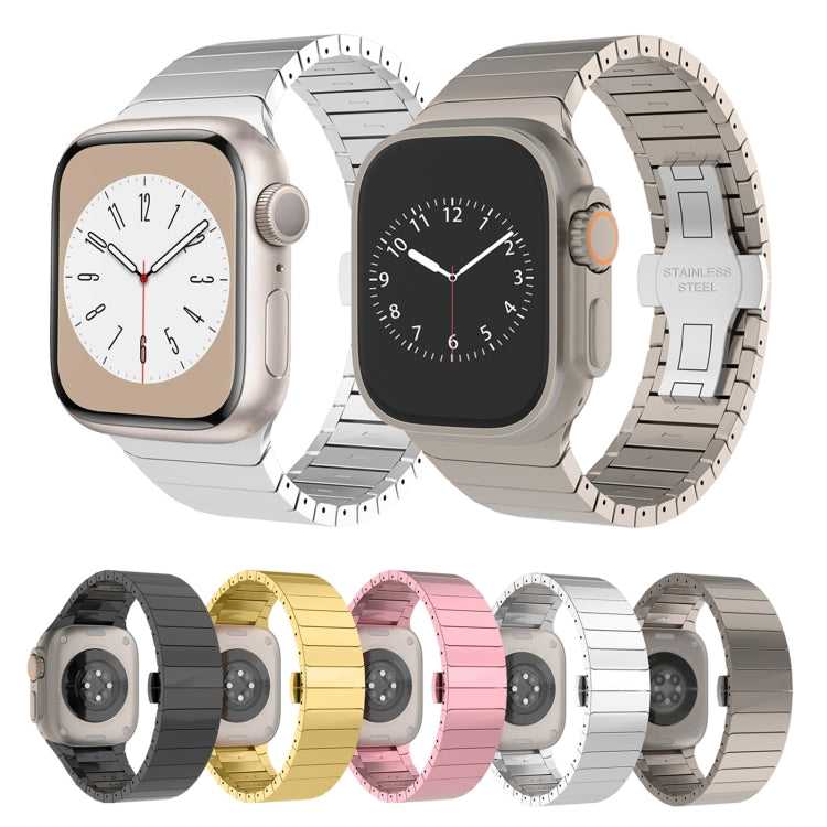 For Apple Watch SE 2022 44mm One-bead Paint Alloy Butterfly Buckle Watch Band(Silver) - free shipping - PMC TechLife - Order now!