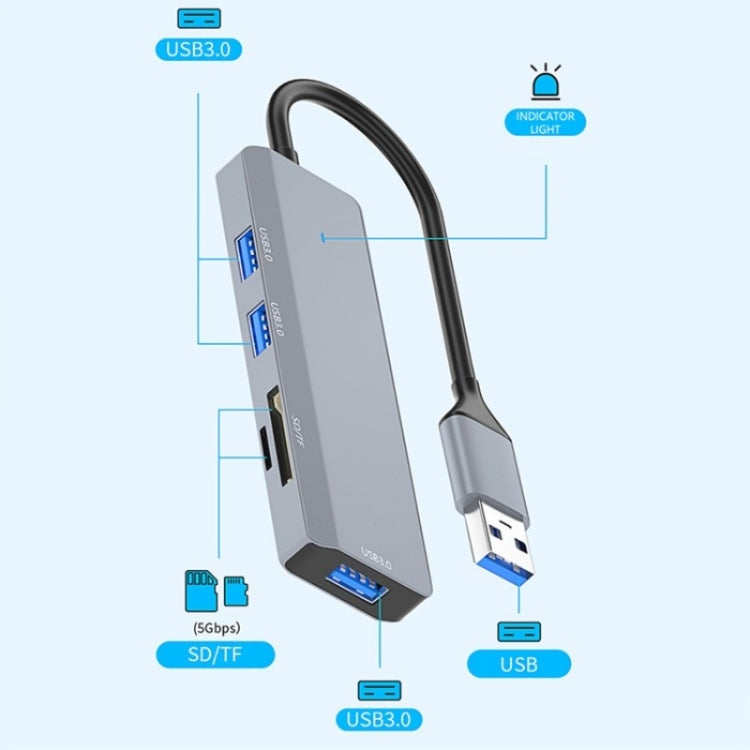 ADS-310A USB Adapter to 3 x USB 3.0 + 2 x Card Reader Slots Multi-Port Hub - USB 3.0 HUB by PMC Jewellery | Online Shopping South Africa | PMC Jewellery | Buy Now Pay Later Mobicred