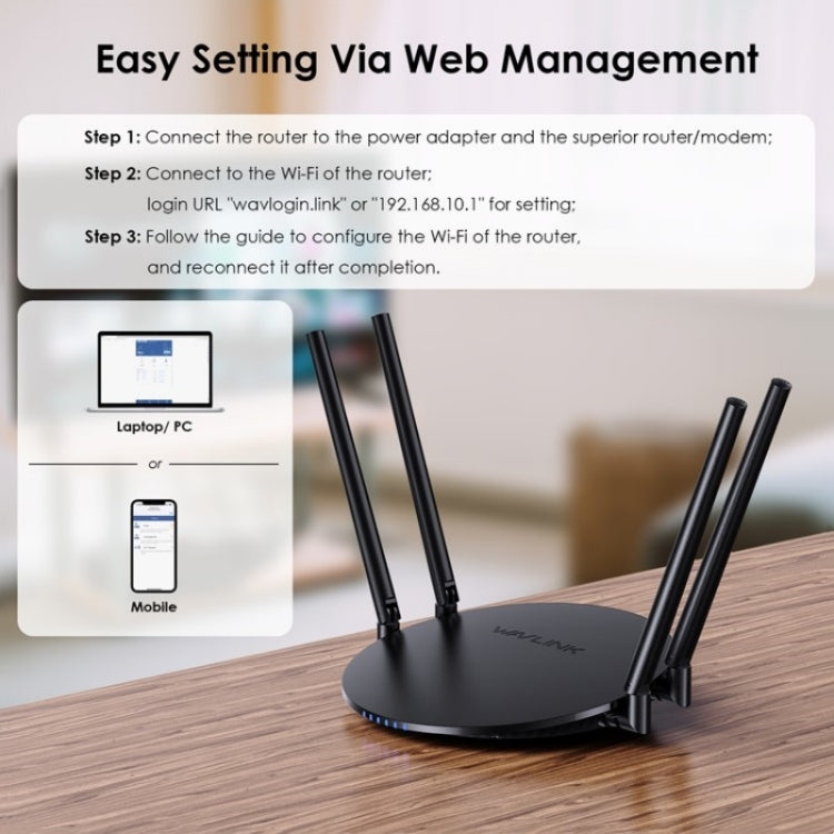 WAVLINK WN530G3 4x 5dBi Foldable Antenna AC1200 Dual Band Wireless Repeater Router, Plug:UK Plug - free shipping - PMC Jewellery - Order now!