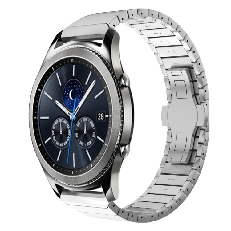 For Samsung Galaxy Watch Gear S3 Classic 22mm One Bead Paint Butterfly Buckle Alloy Watch Band(Silver) - free shipping - PMC TechLife - Order now!