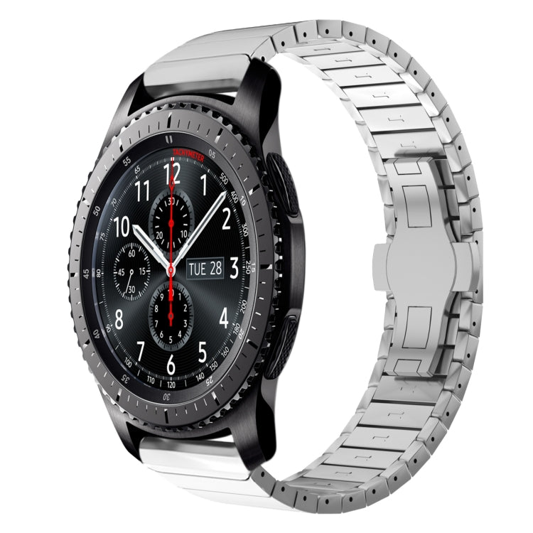 For Samsung Galaxy Watch Gear S3 Frontier 22mm One Bead Paint Butterfly Buckle Alloy Watch Band(Silver) - free shipping - PMC TechLife - Order now!