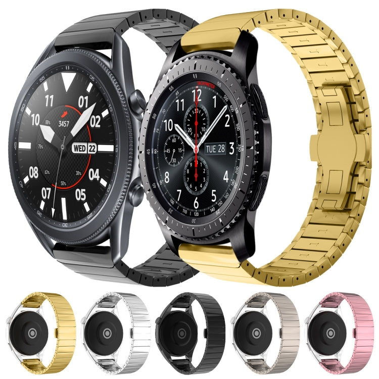 For Samsung Galaxy Watch Gear S3 Frontier 22mm One Bead Paint Butterfly Buckle Alloy Watch Band(Silver) - free shipping - PMC TechLife - Order now!
