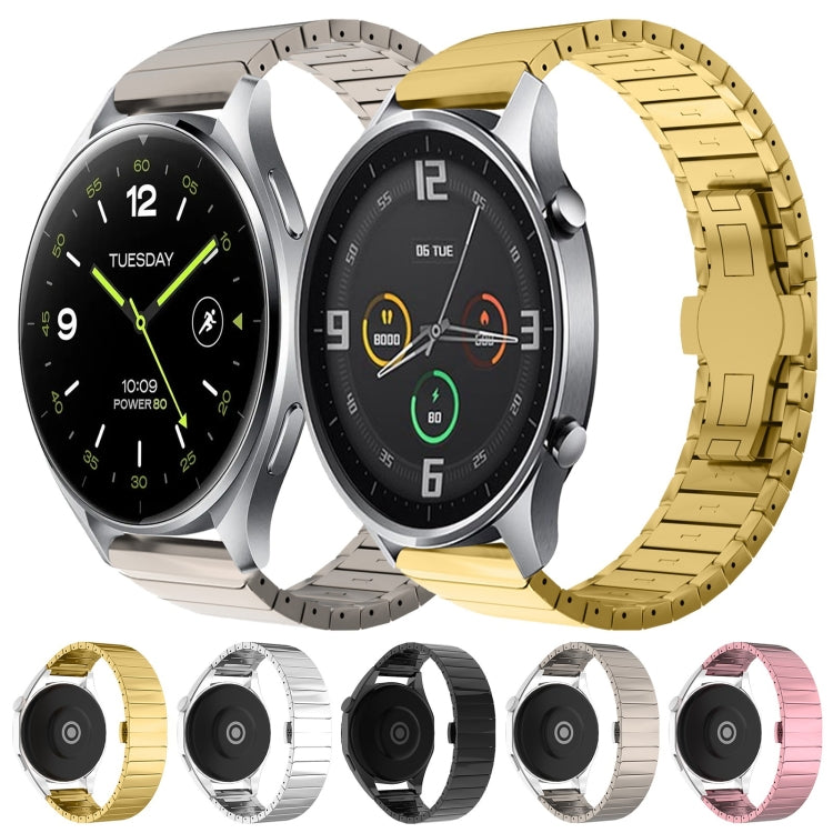 For Xiaomi Watch S1 Pro 22mm One Bead Paint Butterfly Buckle Alloy Watch Band(Silver) - free shipping - PMC TechLife - Order now!