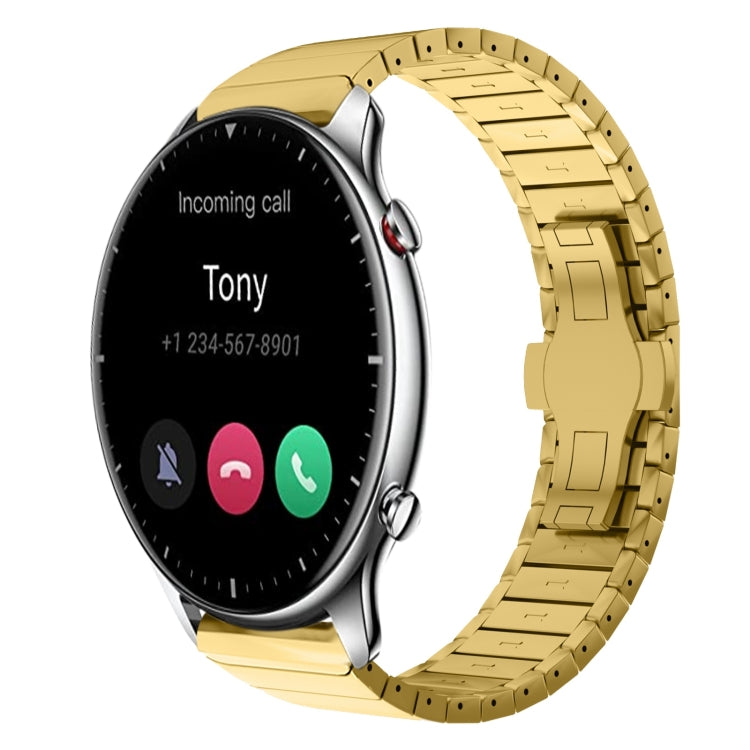 For Amazfit Watch GTR 2 22mm One-Bead Paint Butterfly Buckle Alloy Watch Band(Gold) - free shipping - PMC TechLife - Order now!