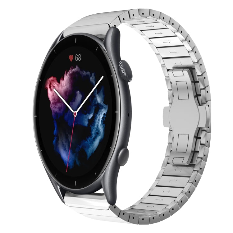 For Amazfit Sport Watch 3 22mm One-Bead Paint Butterfly Buckle Alloy Watch Band(Silver) - free shipping - PMC TechLife - Order now!