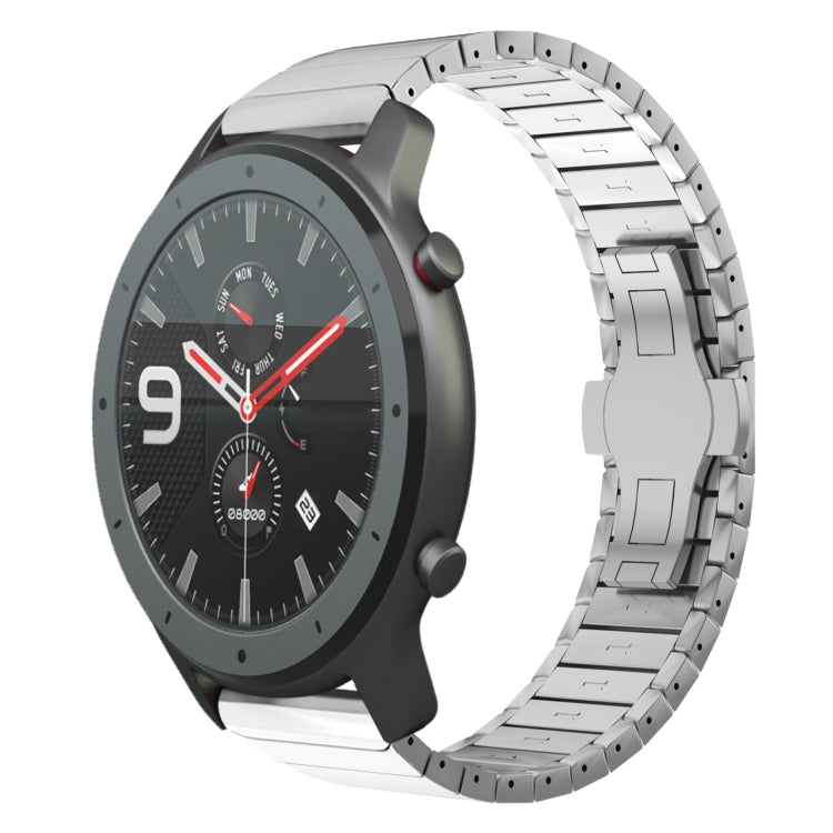 For Amazfit Watch GTR 47mm 22mm One-Bead Paint Butterfly Buckle Alloy Watch Band(Silver) - free shipping - PMC TechLife - Order now!
