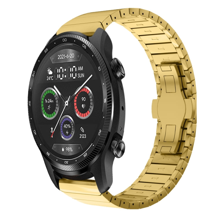 For Ticwatch Pro X 22mm One Bead Paint Butterfly Buckle Alloy Watch Band(Gold) - free shipping - PMC TechLife - Order now!