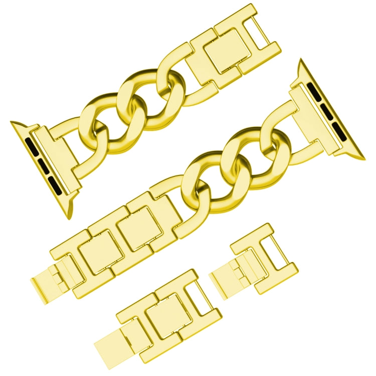 For Apple Watch SE 2023 44mm Quick-Release Metal Chain Watch Band(Gold) - free shipping - PMC TechLife - Order now!