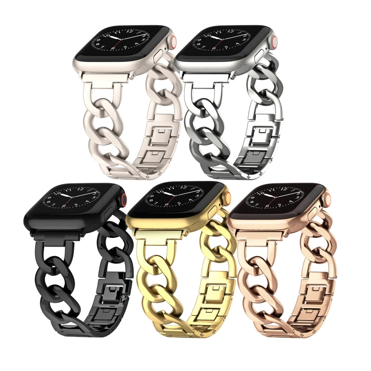 For Apple Watch Series 7 45mm Quick-Release Metal Chain Watch Band(Gold) - free shipping - PMC TechLife - Order now!