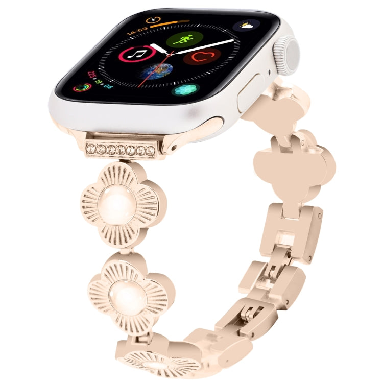 For Apple Watch Series 4 44mm Four Leaf Clover Quick-Release Metal Chain Watch Band(Rose Gold) - free shipping - PMC TechLife - Order now!