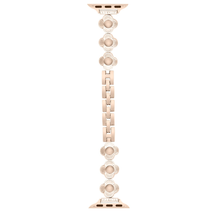 For Apple Watch Series 6 40mm Four Leaf Clover Quick-Release Metal Chain Watch Band(Rose Gold) - free shipping - PMC TechLife - Order now!