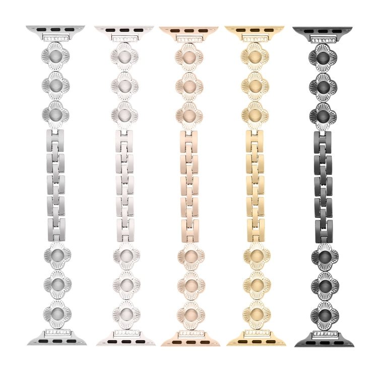 For Apple Watch Series 6 40mm Four Leaf Clover Quick-Release Metal Chain Watch Band(Rose Gold) - free shipping - PMC TechLife - Order now!