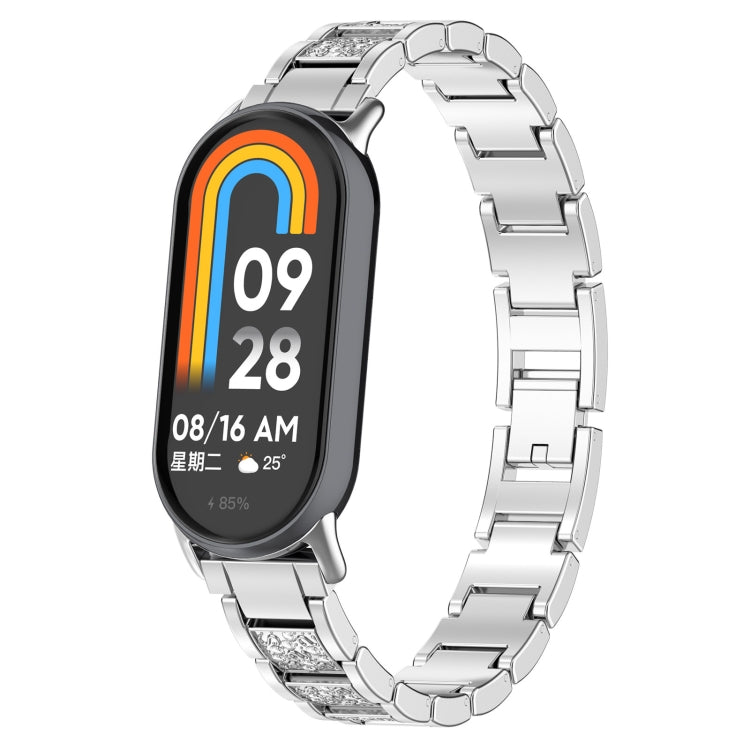 For Xiaomi Smart Band 9 / 9 NFC Diamond Three Beads Stainless Steel Metal Watch Band(Silver) - free shipping - PMC TechLife - Order now!