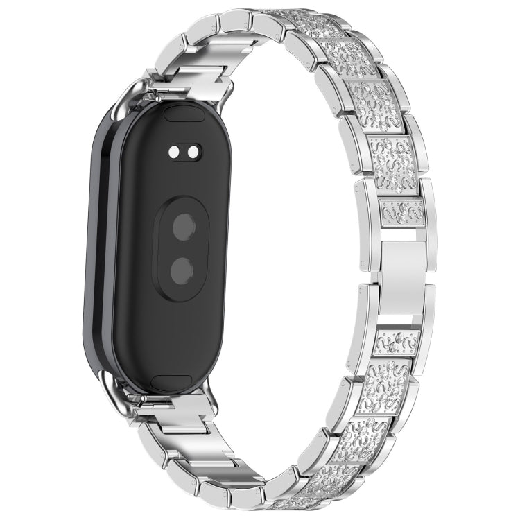 For Xiaomi Smart Band 9 / 9 NFC Diamond Three Beads Stainless Steel Metal Watch Band(Silver) - free shipping - PMC TechLife - Order now!