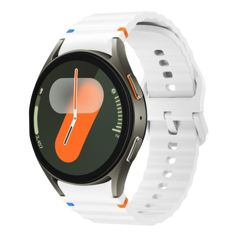 For Samsung Galaxy Watch 7 40 / 44mm Wave Pattern Stitched Silicone Watch Band(White) - free shipping - PMC TechLife - Order now!