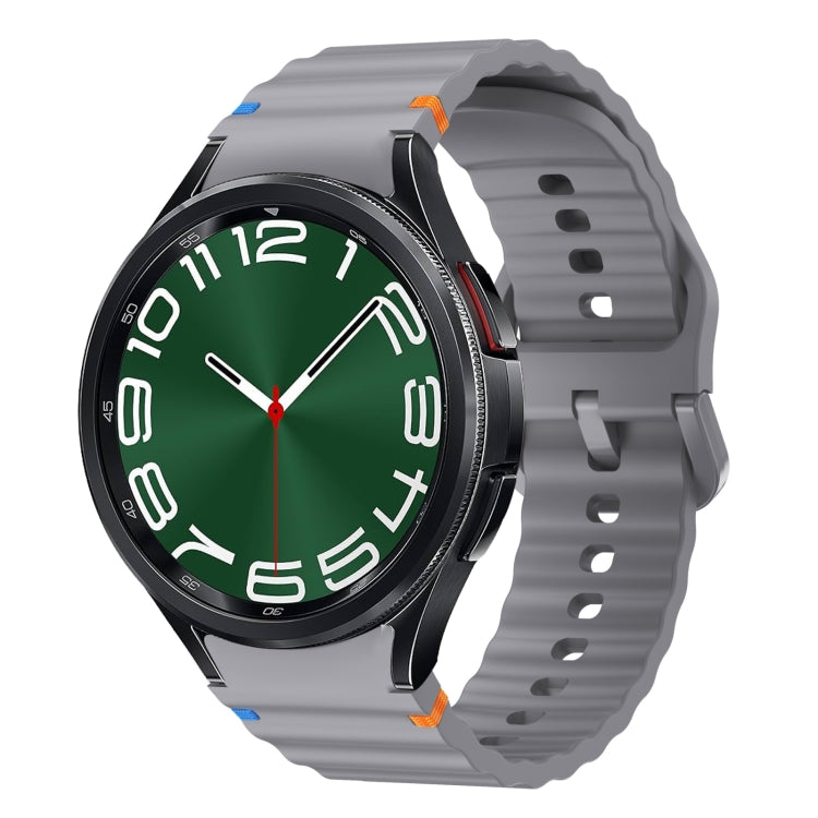 For Samsung Galaxy Watch 6 Classic Wave Pattern Stitched Silicone Watch Band(Dark Gray) - free shipping - PMC TechLife - Order now!