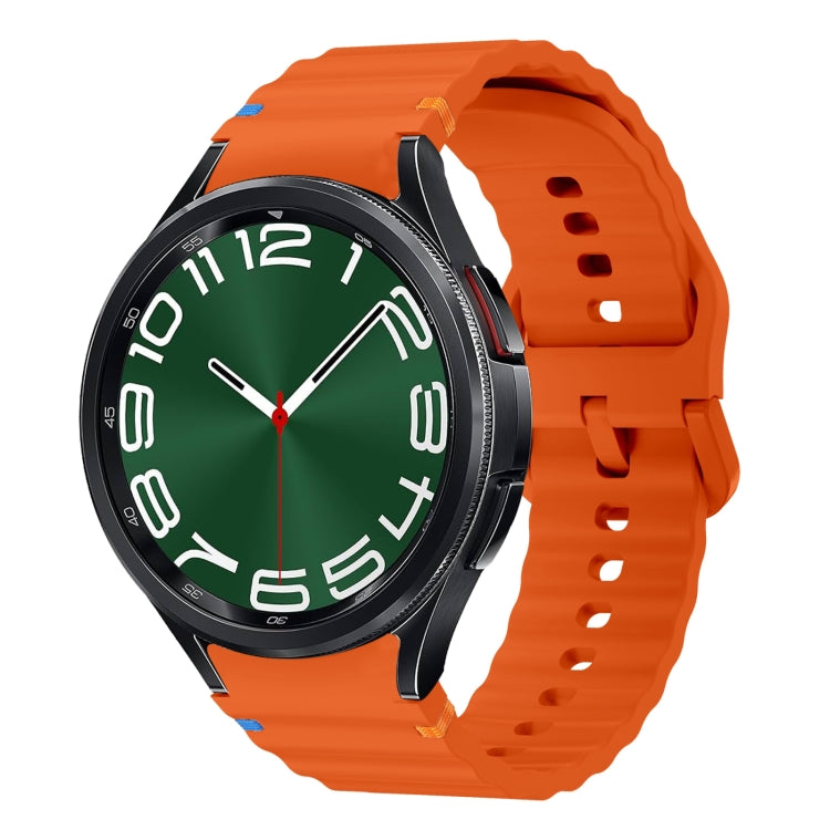 For Samsung Galaxy Watch 6 Classic Wave Pattern Stitched Silicone Watch Band(Orange) - free shipping - PMC TechLife - Order now!