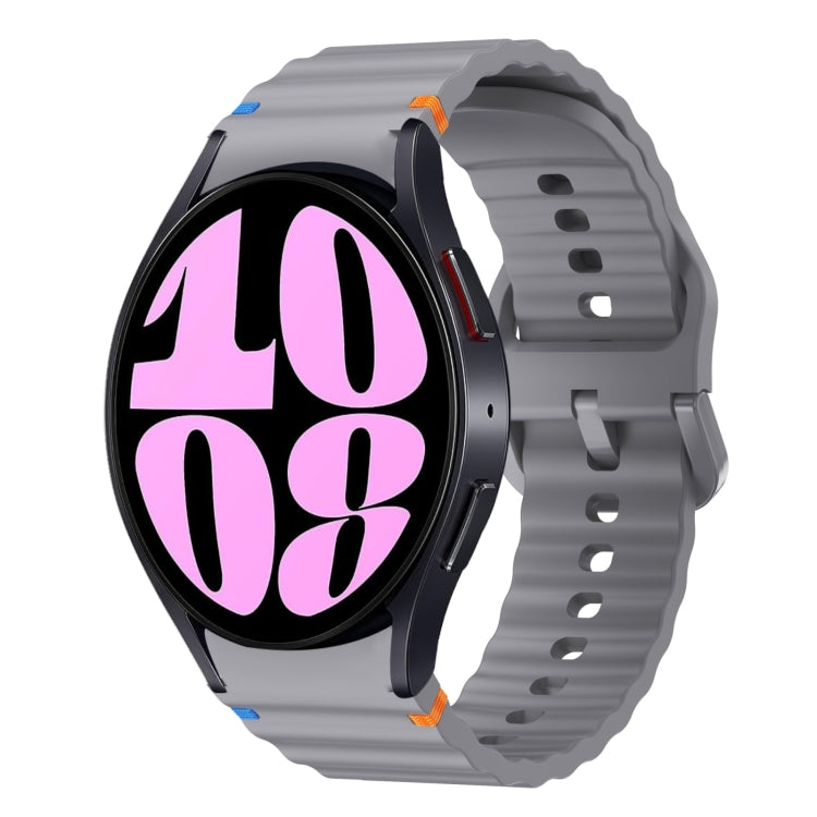 For Samsung Galaxy Watch 6 40 / 44mm Wave Pattern Stitched Silicone Watch Band(Dark Gray) - free shipping - PMC TechLife - Order now!