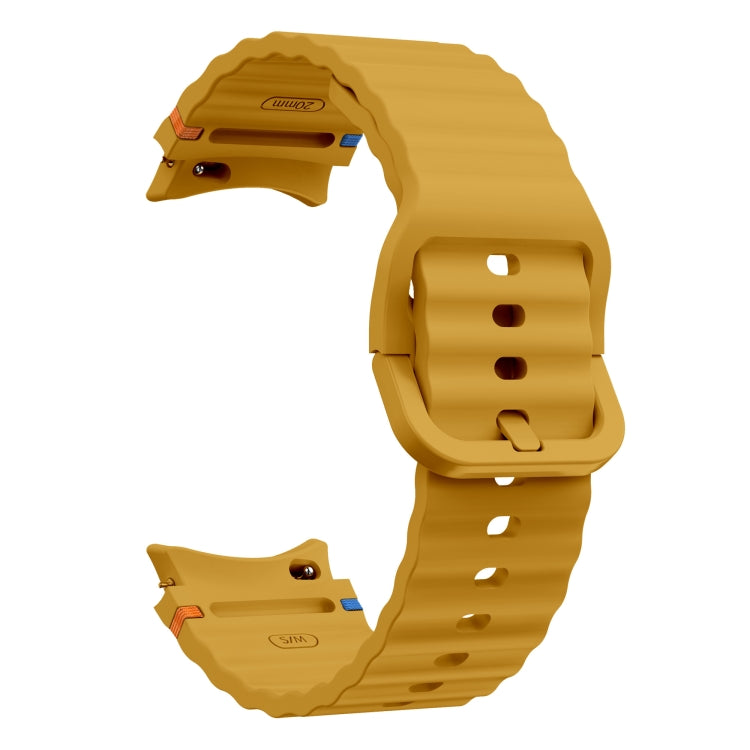 For Samsung Galaxy Watch 4 40 / 44mm Wave Pattern Stitched Silicone Watch Band(Yellow) - free shipping - PMC TechLife - Order now!