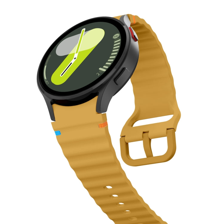 For Samsung Galaxy Watch 4 40 / 44mm Wave Pattern Stitched Silicone Watch Band(Yellow) - free shipping - PMC TechLife - Order now!