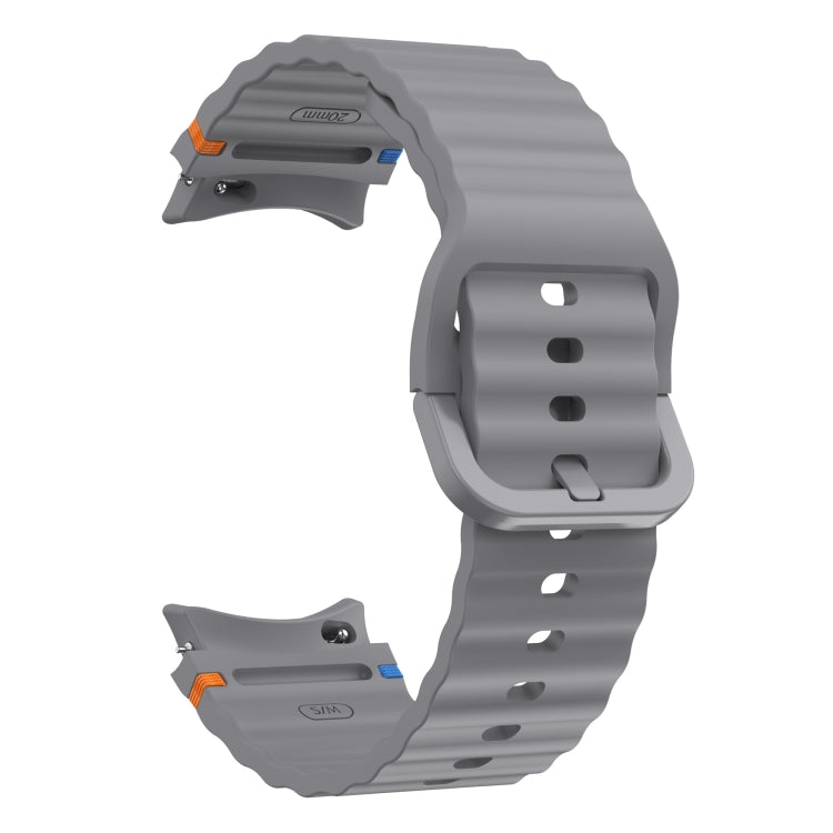 For Samsung Galaxy Watch 4 Classic 42 / 46mm Wave Pattern Stitched Silicone Watch Band(Dark Gray) - free shipping - PMC TechLife - Order now!