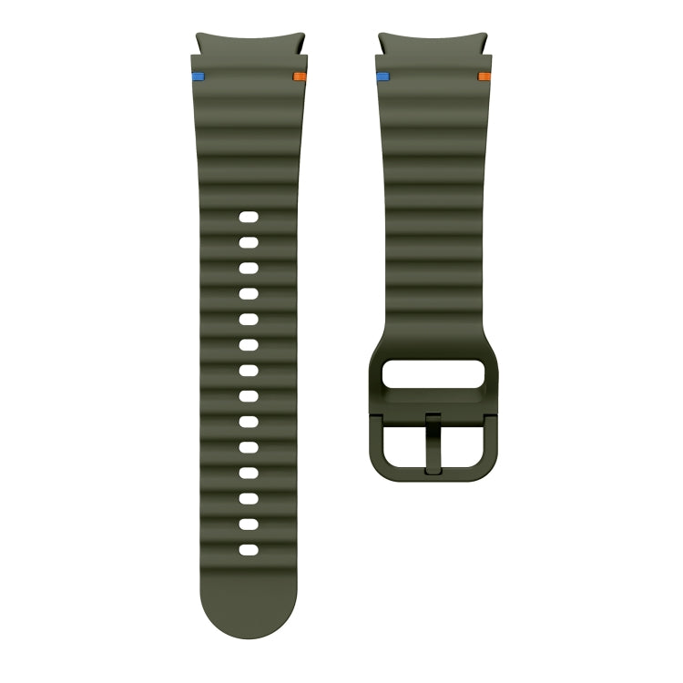 For Samsung Galaxy Watch 4 Classic 42 / 46mm Wave Pattern Stitched Silicone Watch Band(Army Green) - free shipping - PMC TechLife - Order now!