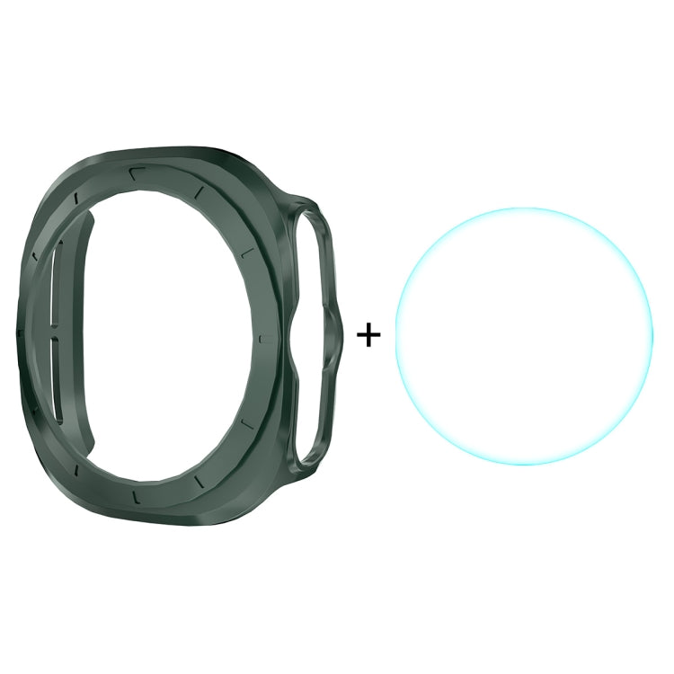 For Samsung Galaxy Watch Ultra 47mm ENKAY Hat-Prince Electroplated Hard PC Case + 0.2mm 9H Glass Screen Protector(Dark Green) - Watch Cases by ENKAY | Online Shopping South Africa | PMC Jewellery | Buy Now Pay Later Mobicred