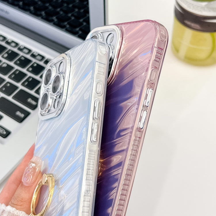 For iPhone 16 Plating Glitter Texture Ring Holder TPU Phone Case with Lens Film(White Tinfoil Texture) - iPhone 16 Cases by PMC TechLife | Online Shopping South Africa | PMC TechLife | Buy Now Pay Later Mobicred