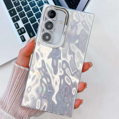 For Samsung Galaxy S25+ 5G Plating Glitter Texture TPU Phone Case with Lens Film(White Wrinkles) - Galaxy S25+ 5G Cases by PMC Jewellery | Online Shopping South Africa | PMC Jewellery | Buy Now Pay Later Mobicred