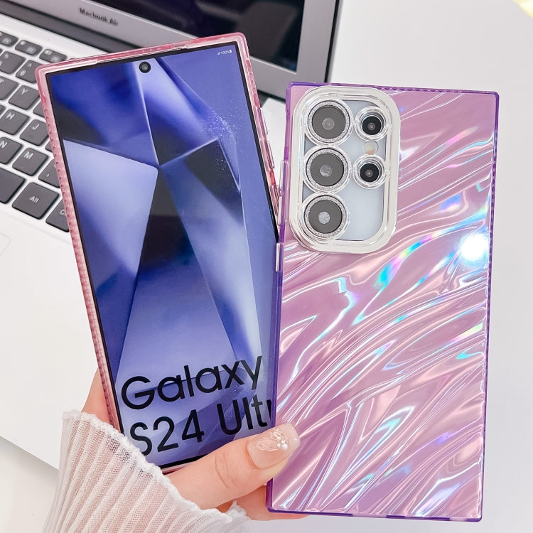 For Samsung Galaxy S25 Ultra 5G Plating Glitter Texture TPU Phone Case with Lens Film(Pink Water Ripples) - free shipping - PMC Jewellery - Order now!