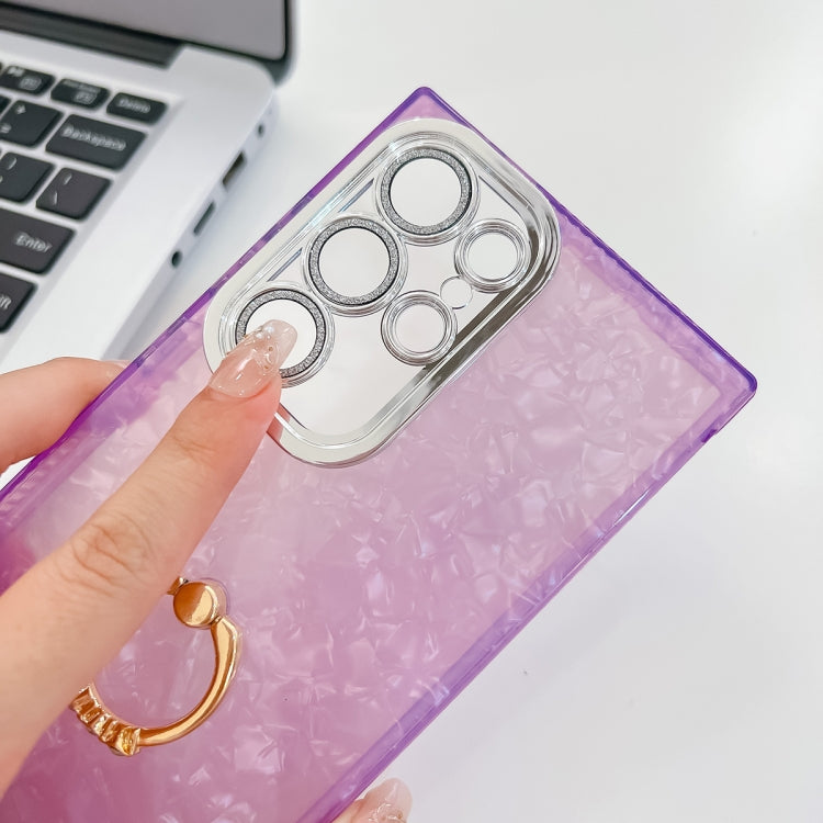 For Samsung Galaxy S25 Ultra 5G Plating Glitter Texture Ring Holder TPU Phone Case with Lens Film(White Water Ripples) - Galaxy S25 Ultra 5G Cases by PMC Jewellery | Online Shopping South Africa | PMC Jewellery | Buy Now Pay Later Mobicred