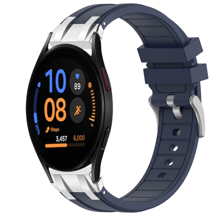 For Samsung Galaxy Watch FE 40mm 20mm Quick Release Silver Buckle Royal Silicone Watch Band(Navy Blue) - free shipping - PMC TechLife - Order now!