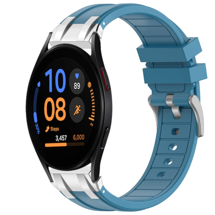 For Samsung Galaxy Watch FE 40mm 20mm Quick Release Silver Buckle Royal Silicone Watch Band(Sea Blue) - free shipping - PMC TechLife - Order now!