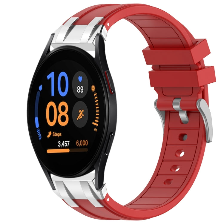 For Samsung Galaxy Watch FE 40mm 20mm Quick Release Silver Buckle Royal Silicone Watch Band(Red) - free shipping - PMC TechLife - Order now!