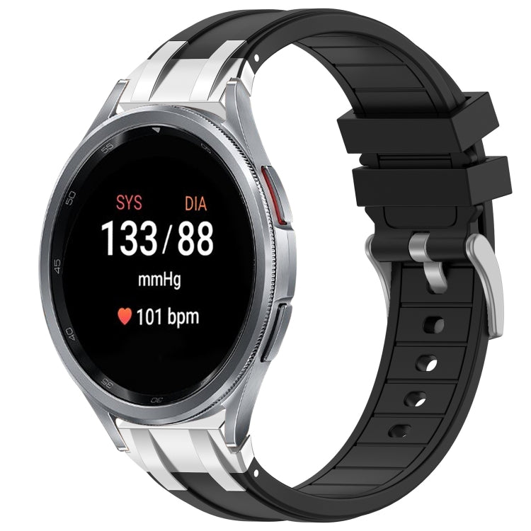 For Samsung Galaxy Watch 7 40 / 44mm 20mm Quick Release Silver Buckle Royal Silicone Watch Band(Black) - free shipping - PMC TechLife - Order now!