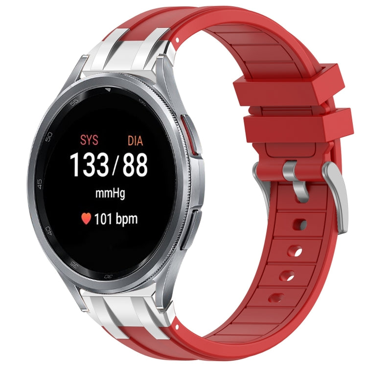 For Samsung Galaxy Watch 7 40 / 44mm 20mm Quick Release Silver Buckle Royal Silicone Watch Band(Red) - free shipping - PMC TechLife - Order now!