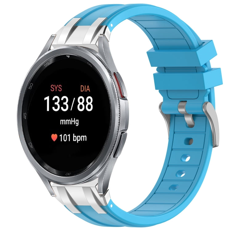 For Samsung Galaxy Watch 7 40 / 44mm 20mm Quick Release Silver Buckle Royal Silicone Watch Band(Sky Blue) - free shipping - PMC TechLife - Order now!