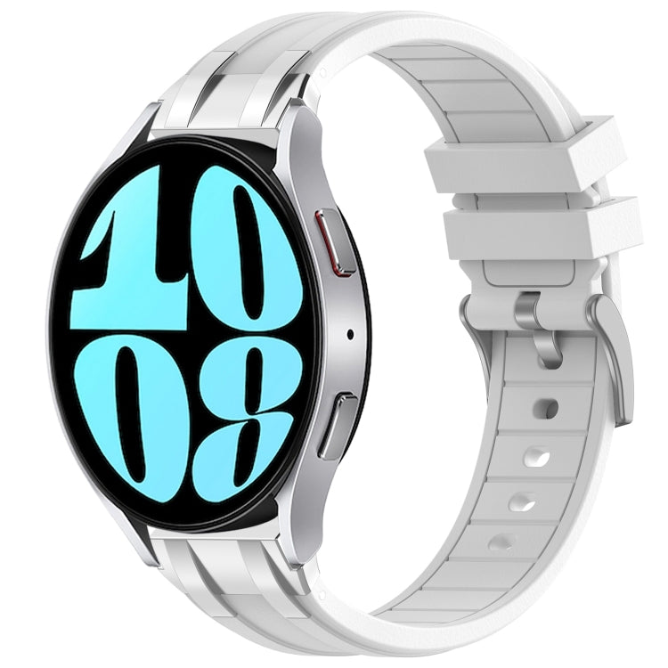 For Samsung Galaxy Watch 6 40 / 44mm 20mm Quick Release Silver Buckle Royal Silicone Watch Band(White) - free shipping - PMC TechLife - Order now!