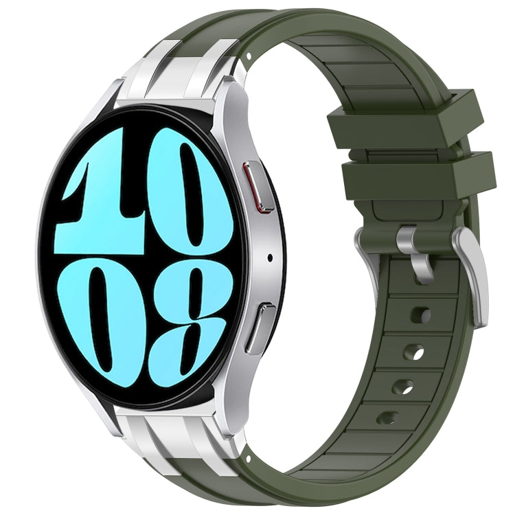 For Samsung Galaxy Watch 6 40 / 44mm 20mm Quick Release Silver Buckle Royal Silicone Watch Band(Olive Green) - free shipping - PMC TechLife - Order now!