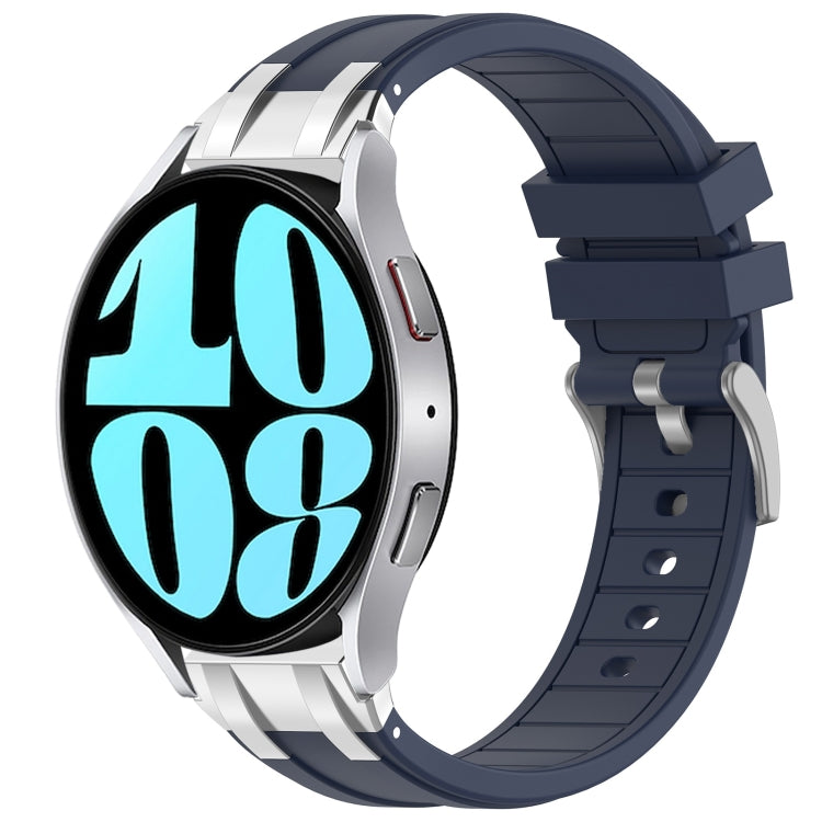 For Samsung Galaxy Watch 6 40 / 44mm 20mm Quick Release Silver Buckle Royal Silicone Watch Band(Navy Blue) - free shipping - PMC TechLife - Order now!