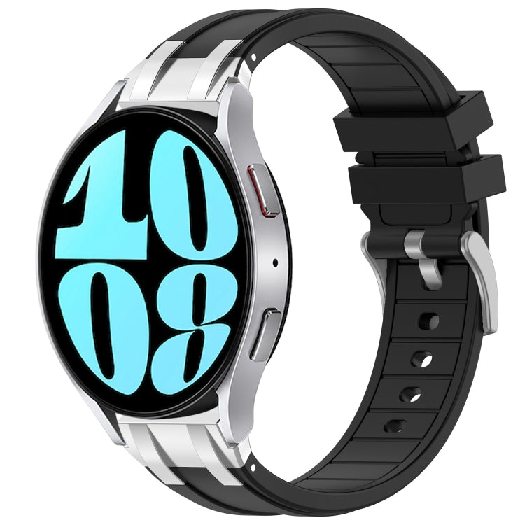For Samsung Galaxy Watch 6 40 / 44mm 20mm Quick Release Silver Buckle Royal Silicone Watch Band(Black) - free shipping - PMC TechLife - Order now!
