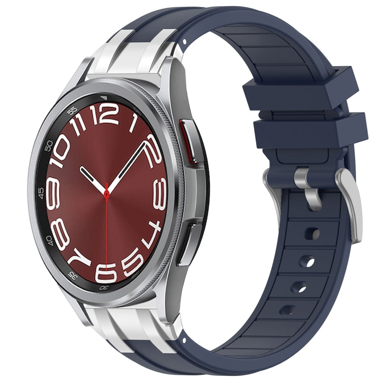 For Samsung Galaxy Watch 6 Classic 20mm Quick Release Silver Buckle Royal Silicone Watch Band(Navy Blue) - free shipping - PMC TechLife - Order now!