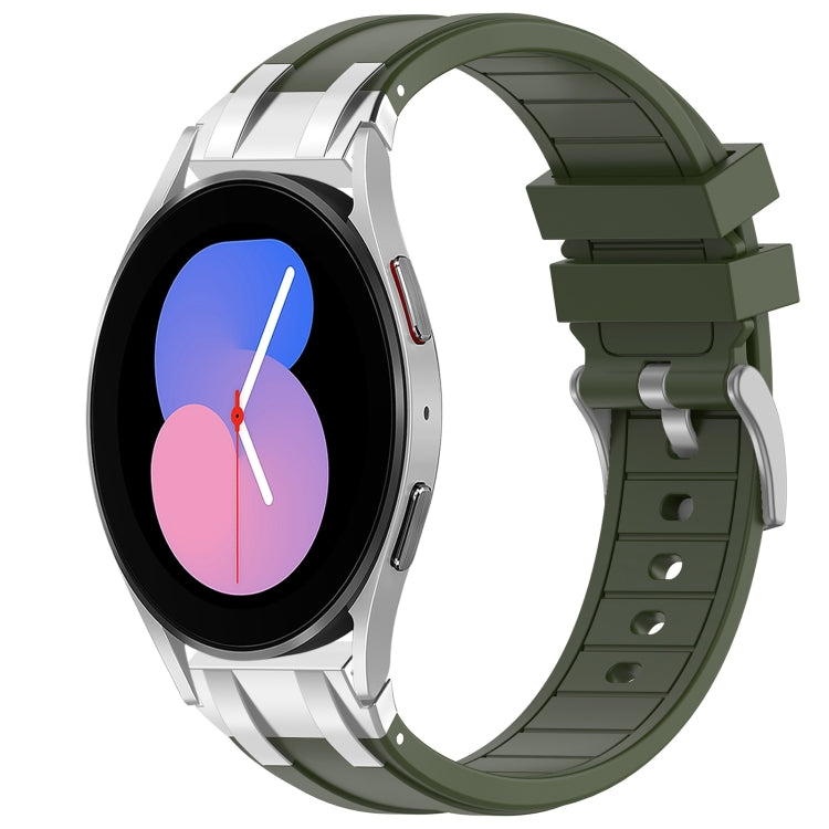 For Samsung Galaxy Watch 5 40 / 44mm 20mm Quick Release Silver Buckle Royal Silicone Watch Band(Olive Green) - free shipping - PMC TechLife - Order now!