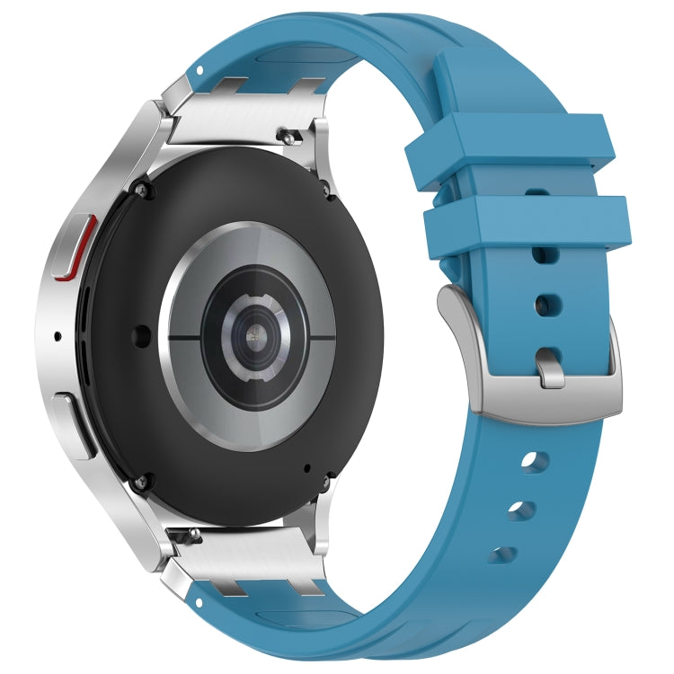 For Samsung Galaxy Watch 5 40 / 44mm 20mm Quick Release Silver Buckle Royal Silicone Watch Band(Sea Blue) - free shipping - PMC TechLife - Order now!