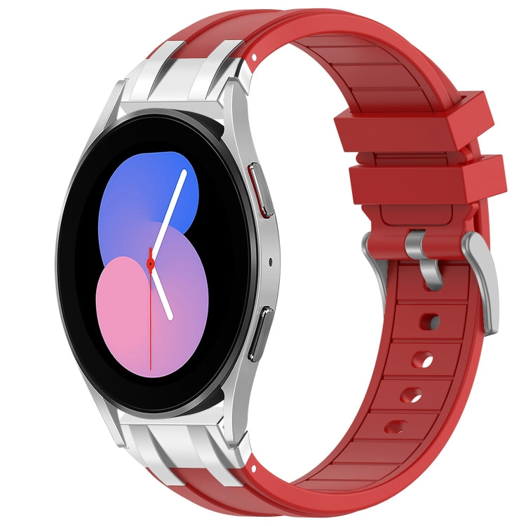 For Samsung Galaxy Watch 5 40 / 44mm 20mm Quick Release Silver Buckle Royal Silicone Watch Band(Red) - free shipping - PMC TechLife - Order now!