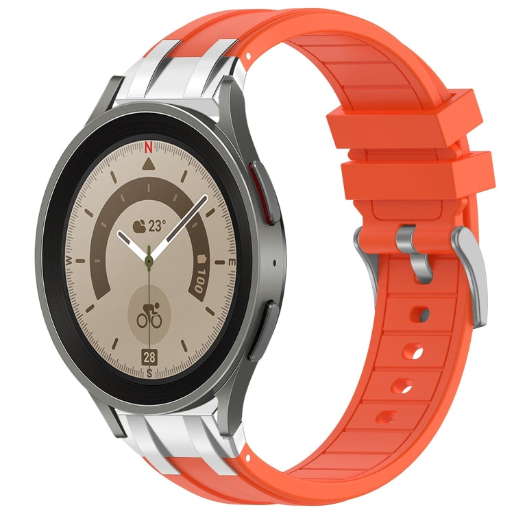 For Samsung Galaxy Watch 5 Pro 45mm 20mm Quick Release Silver Buckle Royal Silicone Watch Band(Orange) - free shipping - PMC TechLife - Order now!